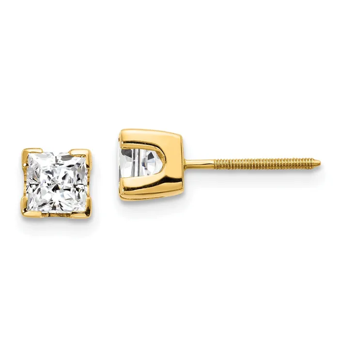 14k AAA Quality Complete Princess cut Diamond Earring goldiaca Earrings