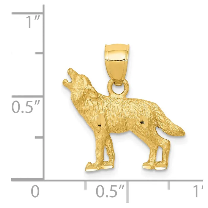 14k Yellow Gold Diamondcut Wolf Pendant Goldia Necklaces