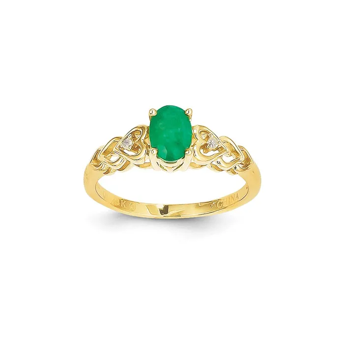 14k Yellow Gold Genuine Emerald Diamond Ring Goldia Rings