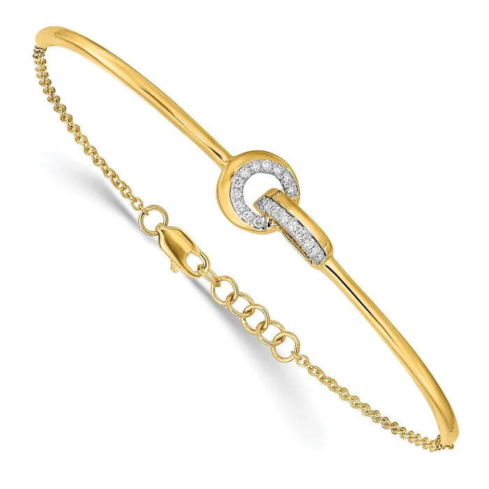 Bracelets 14k Yellow Gold Polished Natural Diamond Fancy Shaped Bar 7in w5in ext Bracelet goldiaca