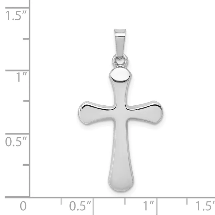 Goldia 14k White Gold Polished Rounded Cross Pendant Necklaces
