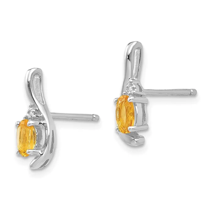 Goldia Earrings 14k White Gold Citrine and Diamond Post Earrings