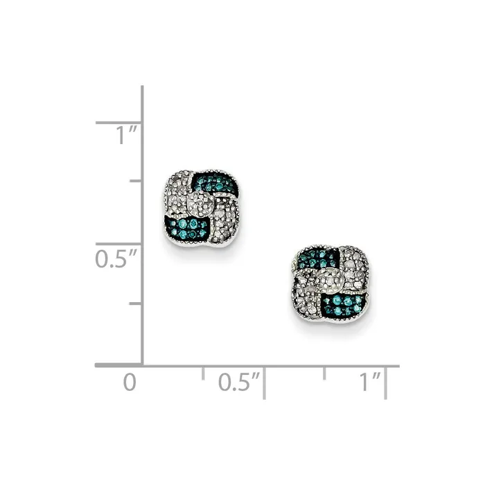 Goldia Earrings Sterling Silver Blue u0026 White Diamond Square Post Earrings