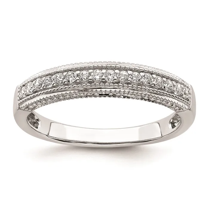 Goldia Rings 020ct CZ Solid Real 14K White Gold Wedding Band Ring
