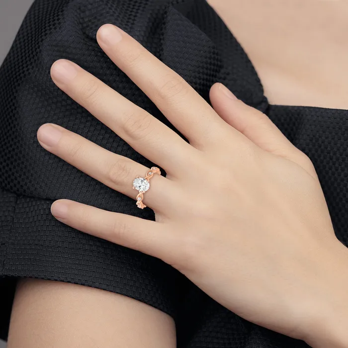 Goldia Rings 14k Rose Gold 16 Ct Lab Grown Diamond VSSI G 1 Ct Center Oval Engagement Ring