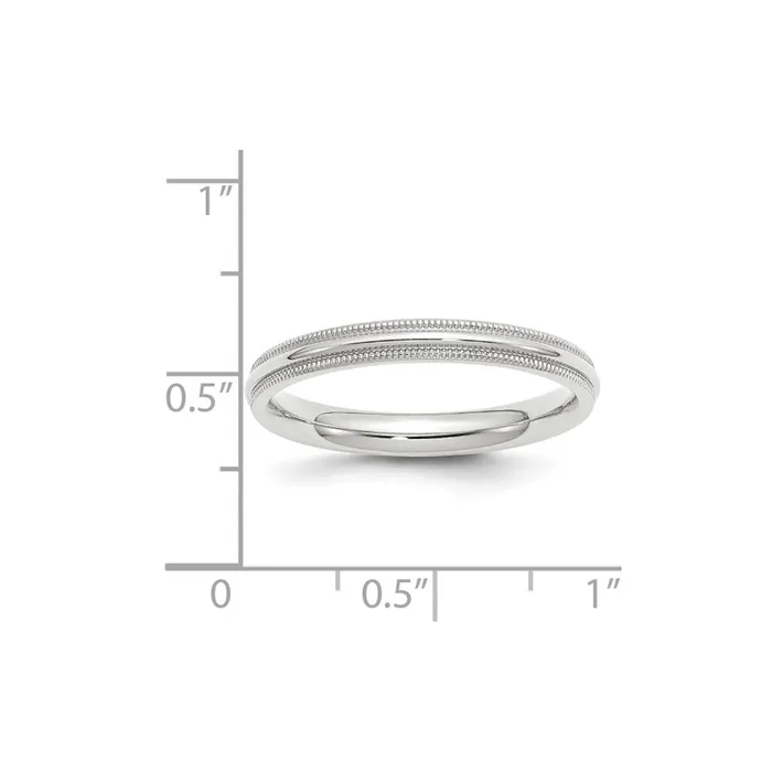 Goldia Solid 18K White Gold 3mm Milgrain Comfort Fit MensWomens Wedding Band Ring Size 7 Rings