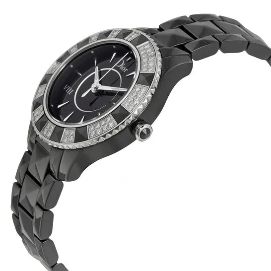 JMS always Watches Original Dior VIII Diamond Bezel Black Ceramic Ladies Watch 1231E1C001