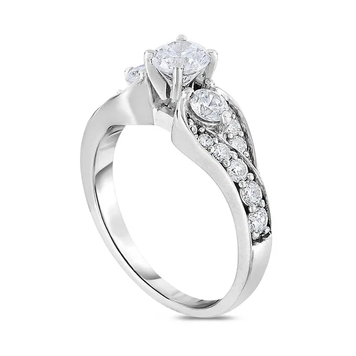 Rings Goldia 10 CT TW Natural Diamond Three Stone Engagement Ring in Solid 14K White Gold Rings Goldia 10 CT TW Natural Diamond Three Stone Engagement Ring in Solid 14K White Gold