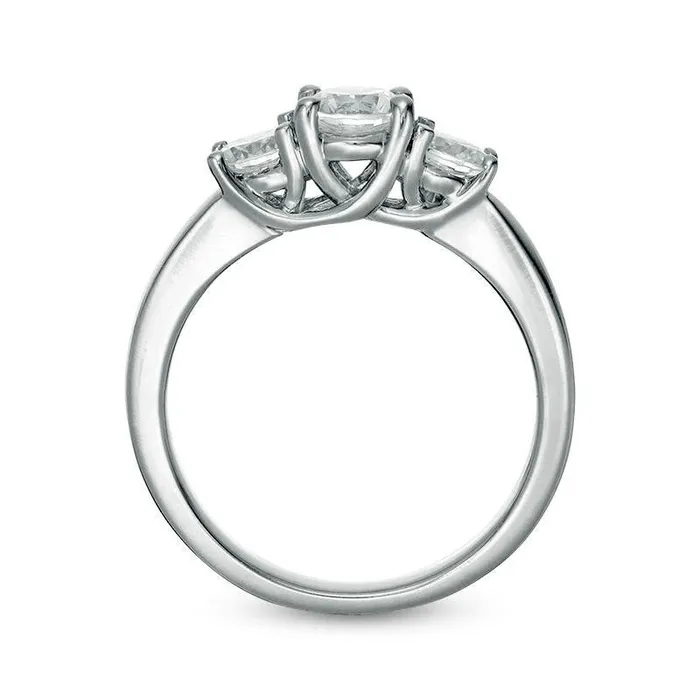 Rings Goldia 10 CT TW Natural Diamond Three Stone Engagement Ring in Solid 14K White Gold Rings Goldia 10 CT TW Natural Diamond Three Stone Engagement Ring in Solid 14K White Gold