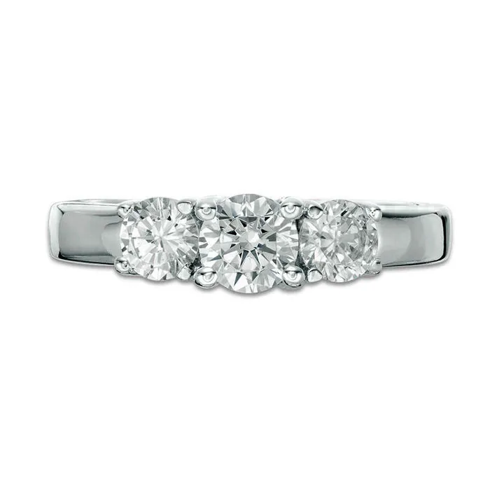 Rings Goldia 10 CT TW Natural Diamond Three Stone Engagement Ring in Solid 14K White Gold Rings Goldia 10 CT TW Natural Diamond Three Stone Engagement Ring in Solid 14K White Gold