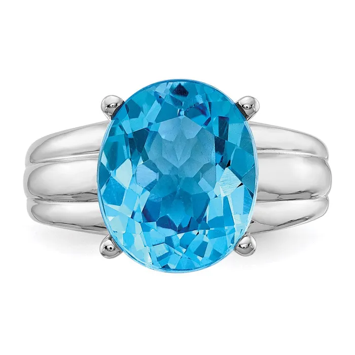 Rings Goldia 14k White Gold 12x10mm Oval Blue Topaz ring