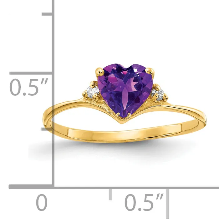 Rings Goldia Solid 14k Yellow Gold 6mm Heart Simulated Amethyst VS CZ Ring
