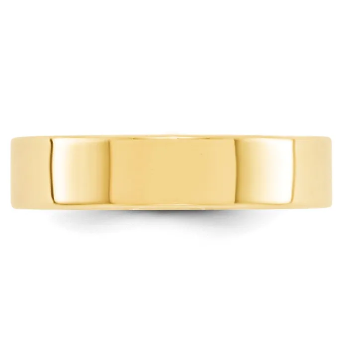 Rings Solid 14K Yellow Gold 5mm Light Weight Flat MensWomens Wedding Band Ring Size 45 Goldia