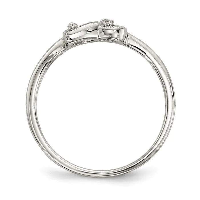 Sterling Silver Diamond Double Heart Ring Goldia Rings