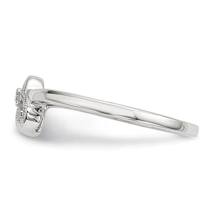 Sterling Silver Diamond Double Heart Ring Goldia Rings