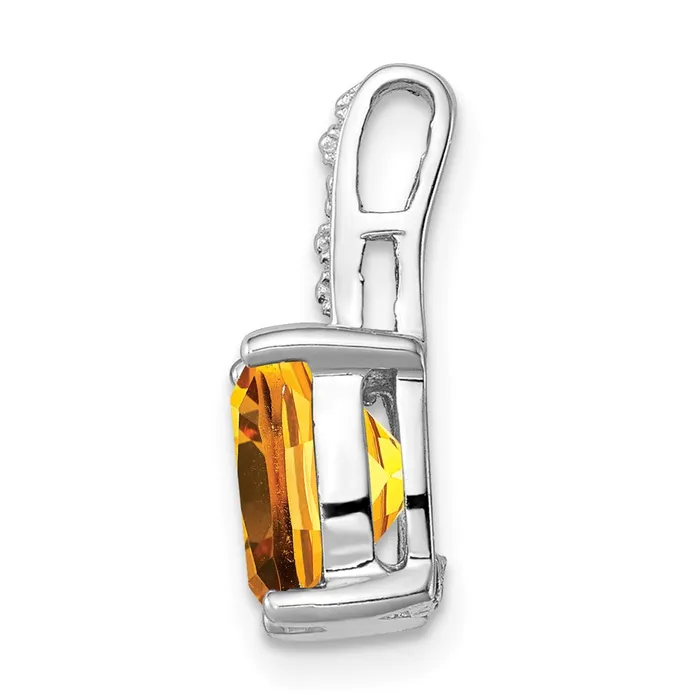 Sterling Silver Rhodium Citrine u0026 Diamond Pendant Goldia Necklaces