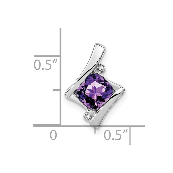 10k White Gold Amethyst and Diamond Pendant TreasureFineJewelers Necklaces