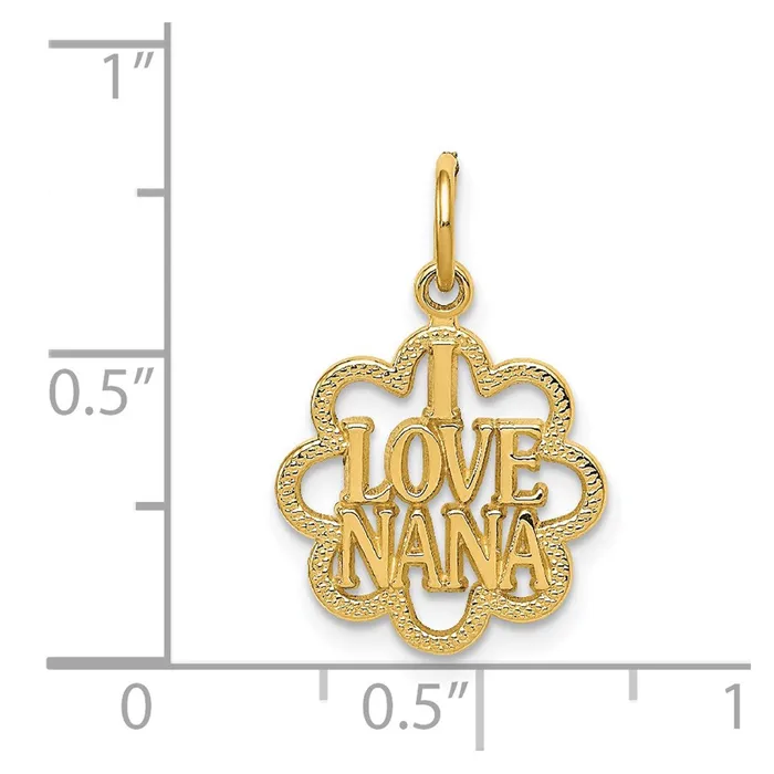14k I LOVE NANA Charm TreasureFineJewelers Charm Necklaces