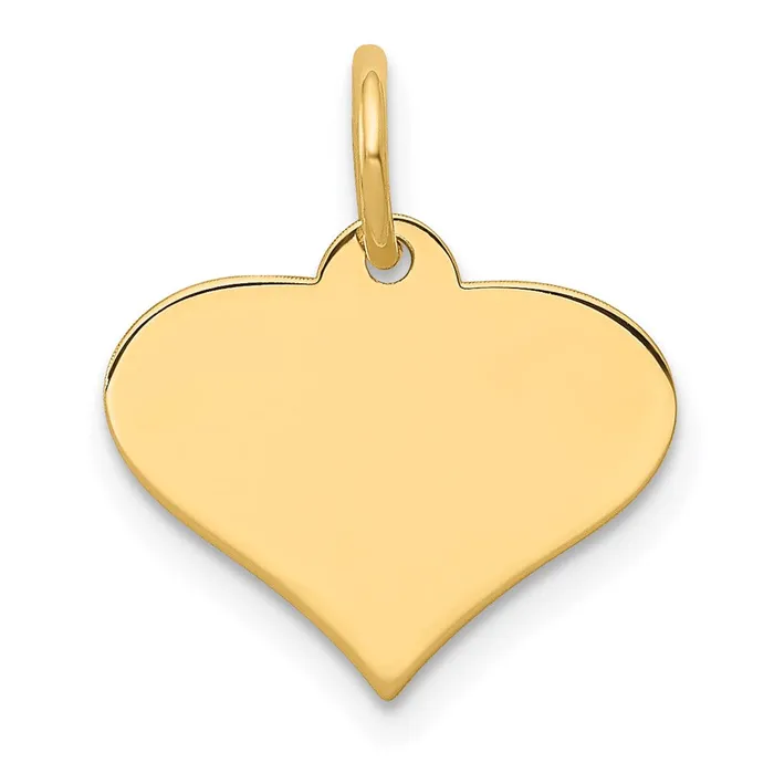 14k Yellow Gold Plain 009 Gauge Engraveable Heart Disc Charm TreasureFineJewelers Charm Necklaces