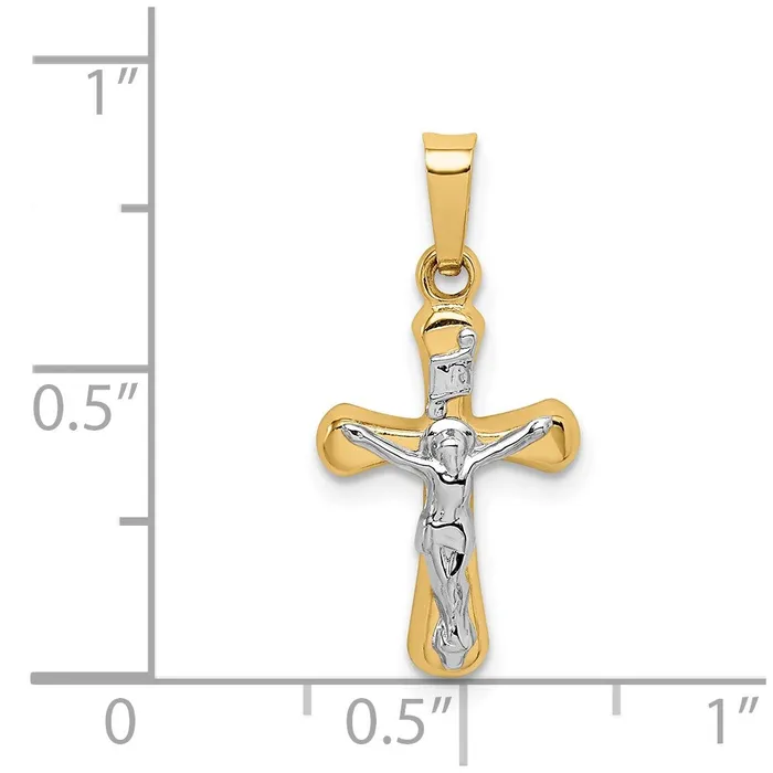 14k Yellow Gold Rhodium wRhodium Polished INRI Rounded Crucifix Pendant TreasureFineJewelers PreStyled Sets