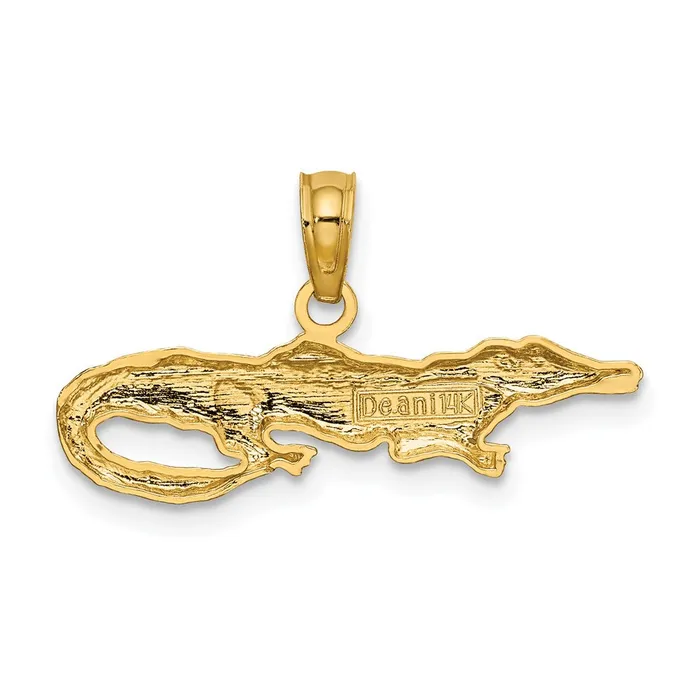 Charm Necklaces TreasureFineJewelers 14k wRhodium 2D Alligator Charm