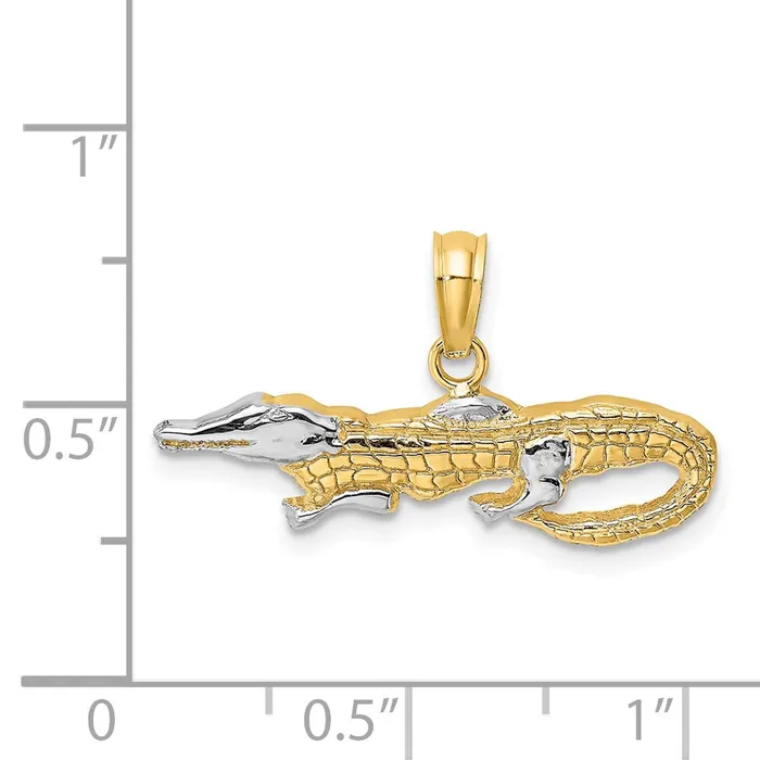 Charm Necklaces TreasureFineJewelers 14k wRhodium 2D Alligator Charm