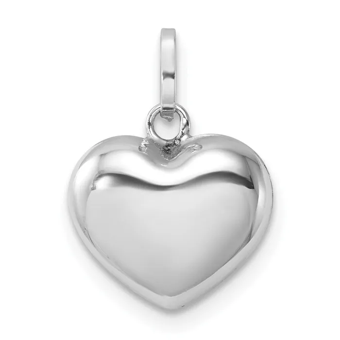 Necklaces TreasureFineJewelers 14k White Gold 3D Puffed Heart Pendant