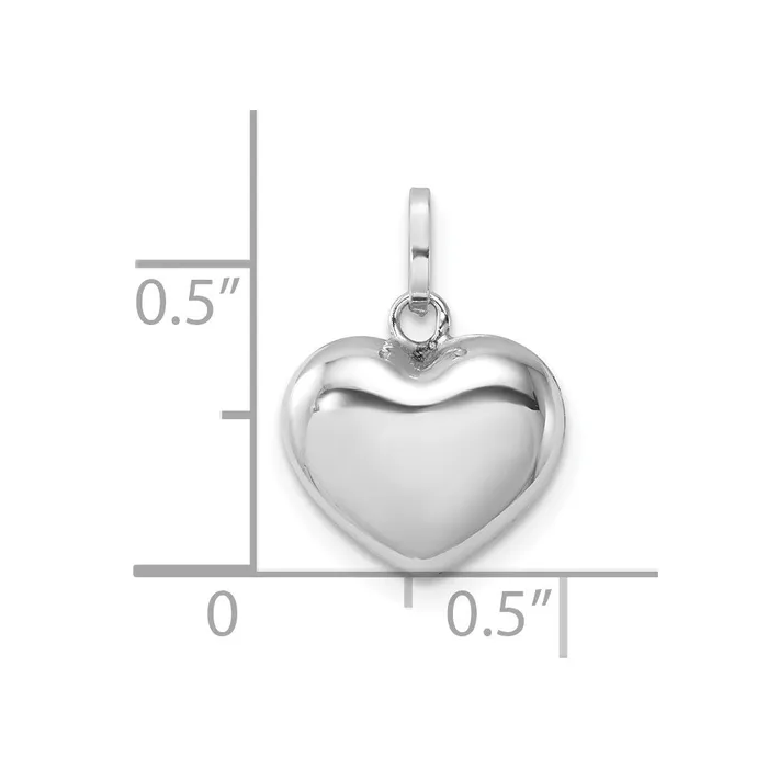 Necklaces TreasureFineJewelers 14k White Gold 3D Puffed Heart Pendant