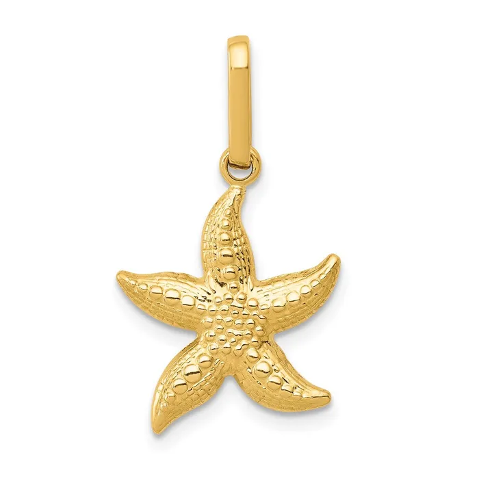Necklaces TreasureFineJewelers 14k Yellow Gold Textured Hollow Starfish Pendant
