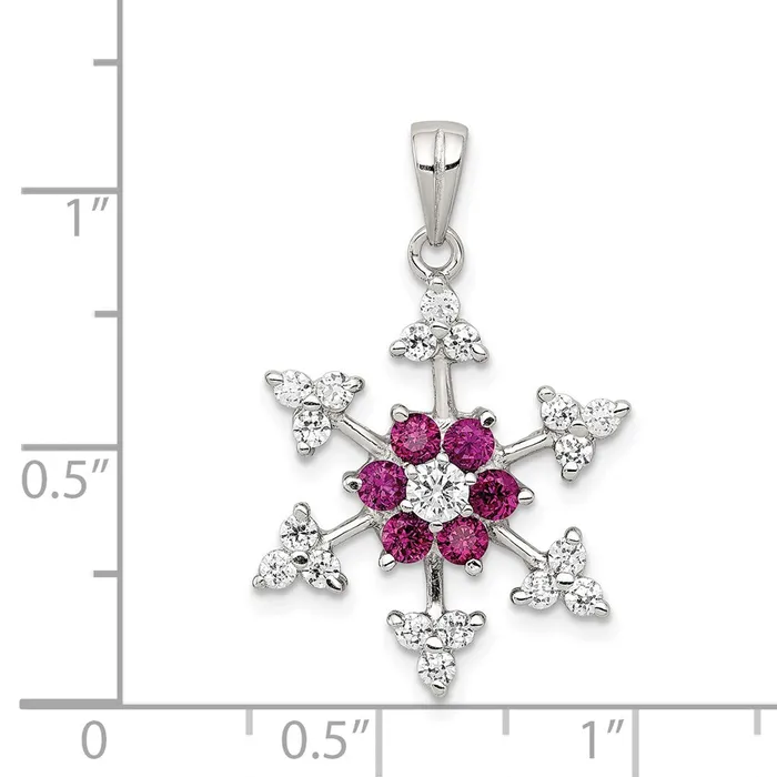 Sterling Silver Rhodiumplated Created Ruby and CZ Snowflake Charm TreasureFineJewelers Rings