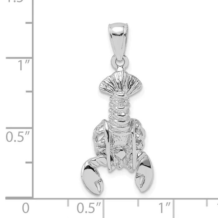 TreasureFineJewelers Charm Necklaces 14K White Gold Moveable Lobster Charm