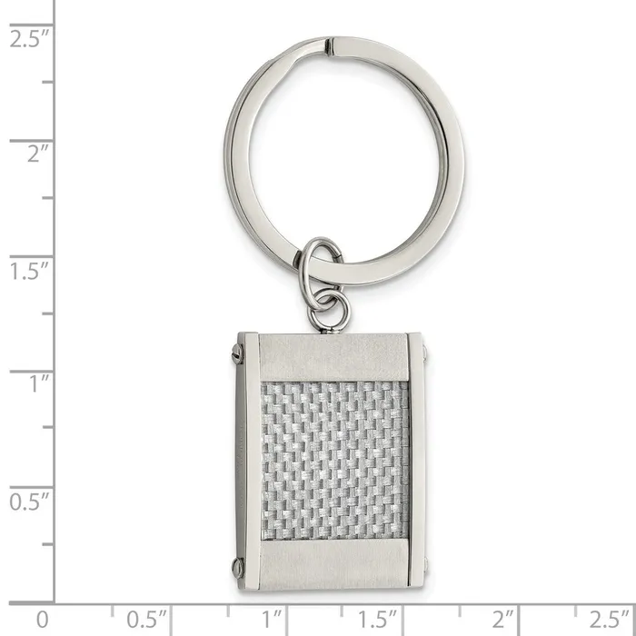 TreasureFineJewelers Chisel Stainless Steel Brushed and Polished Grey Carbon Fiber Inlay Key Ring Rings