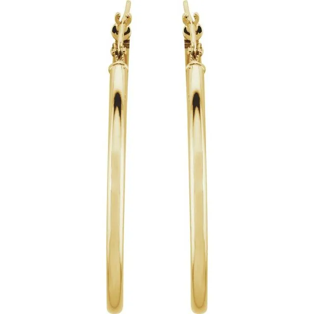 TreasureFineJewelers Earrings 14K Yellow Gold 34 mm Hoop Earrings