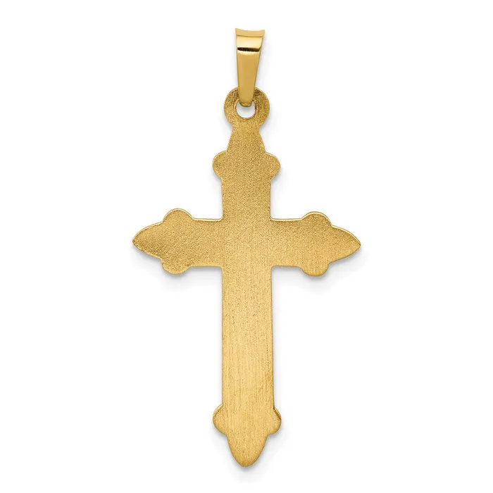 TreasureFineJewelers Necklaces 14k Yellow Gold Fleur De Lis Cross Pendant