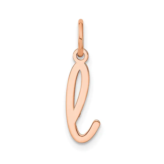 TreasureFineJewelers Necklaces Sterling Silver Roseplated Lower case Letter L Initial Charm