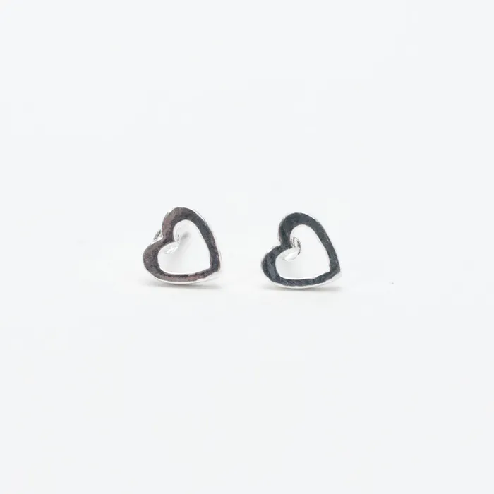 Silver Lotus Necklaces Silver Cutout Heart Studs