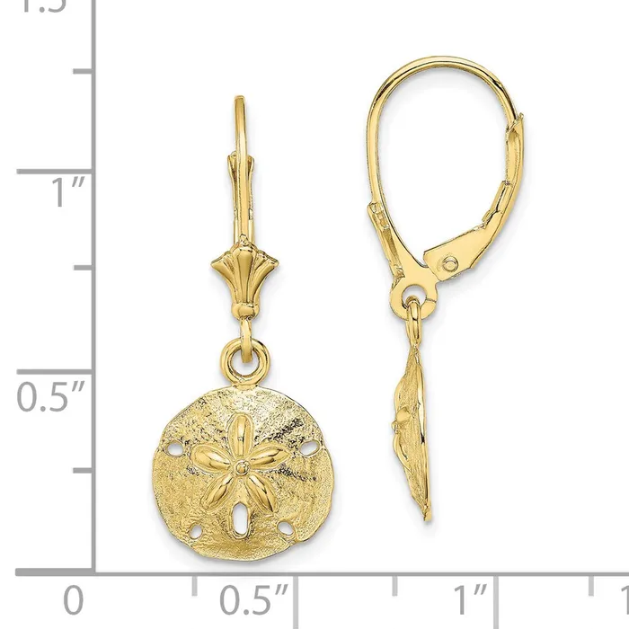 10K Polished Sand Dollar Leverback EarringsWBC10TF1816 WB Choice Jewelry Earrings