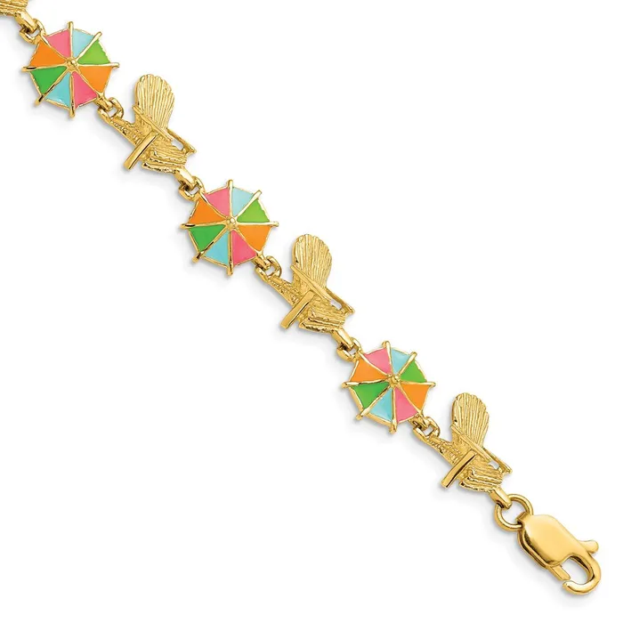 14K W MultiColor Enamel Beach Chair and Umbrella BraceletWBCFB1567725 WB Choice Jewelry Bracelets