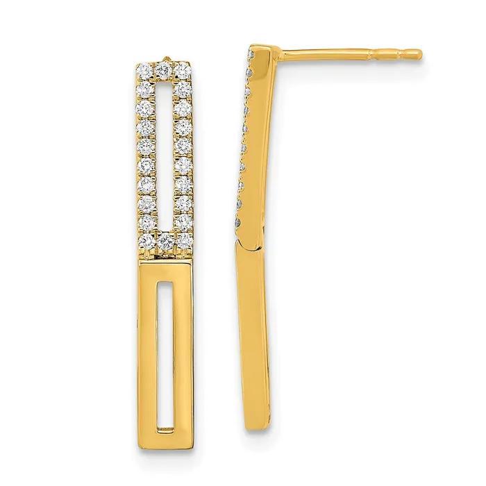 WB Choice Jewelry 14k Polished 2 Rectangle Link Diamond Post EarringsWBCEM6853022YA Earrings