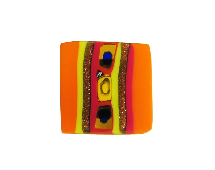 Murano glass square Ring Medi set in 925 sterling silver VN Murrine Rings