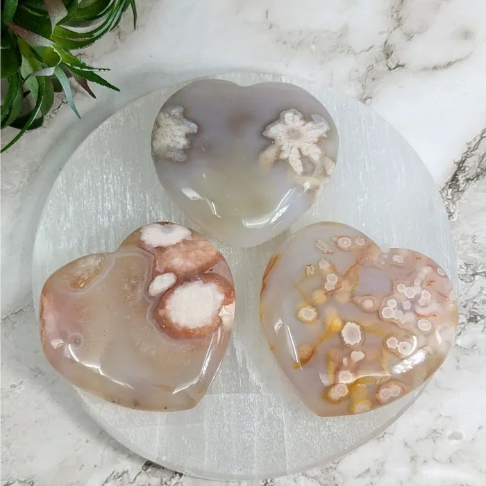 Necklaces Flower Agate 19 Heart LV4051 Bliss Crystals