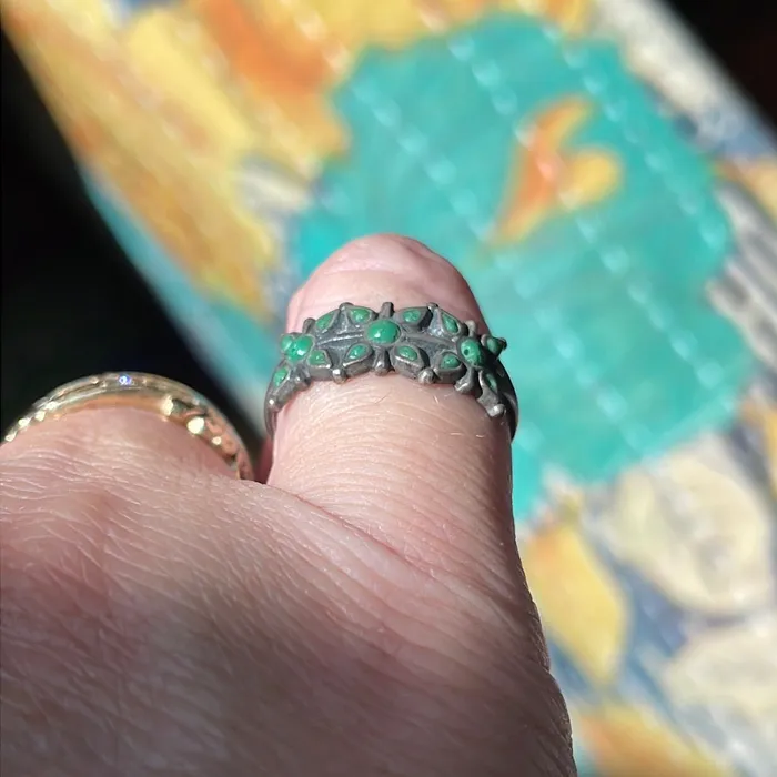 Rings Vintage Paris Jewelry Fleur Turquoise Band Sterling Silver Vintage