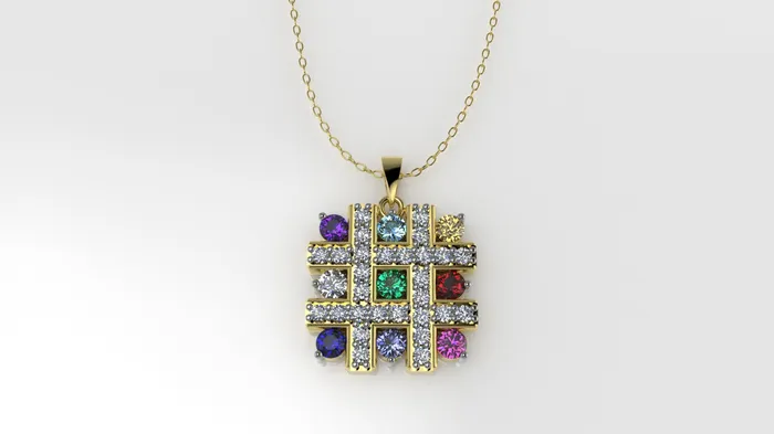 14K Gold Pendant with 37 Stones STT Prong and Cut Chanel Only Pendant Jcm 21 jewelry Necklaces