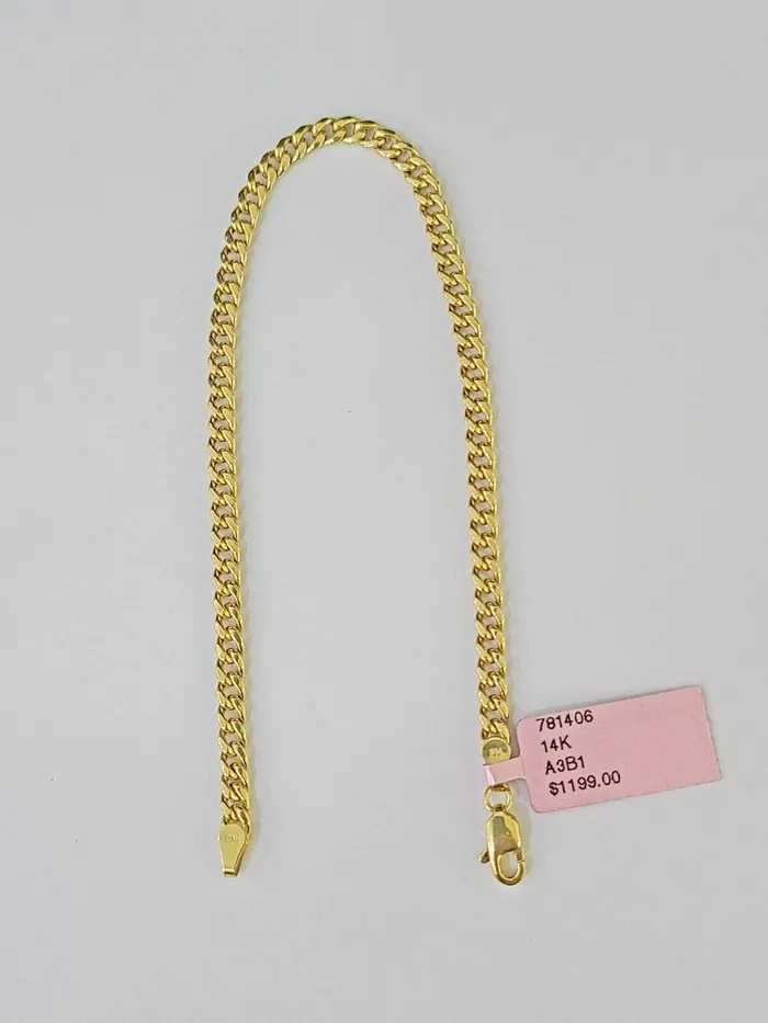 Bracelets Gold and Diamond 14K Yellow Gold Miami Cuban Bracelet 8 Inch 3mm Box Clasp