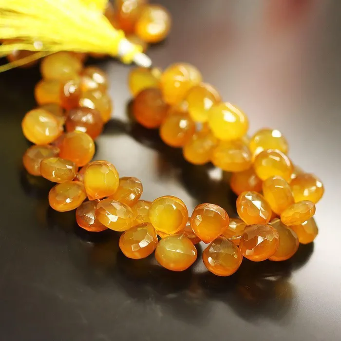 Earrings Beads Supplies USA Natural Yellow Chalcedony Faceted Heart Drop Beads 9mm 10mm 8inches
