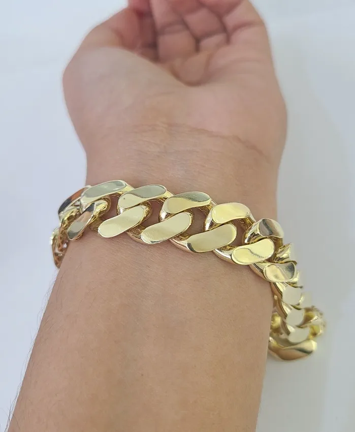 Gold and Diamond Bracelets Real 10K Royal Monaco Bracelet Yellow Gold 95 Box Clasp 15mm Genuine