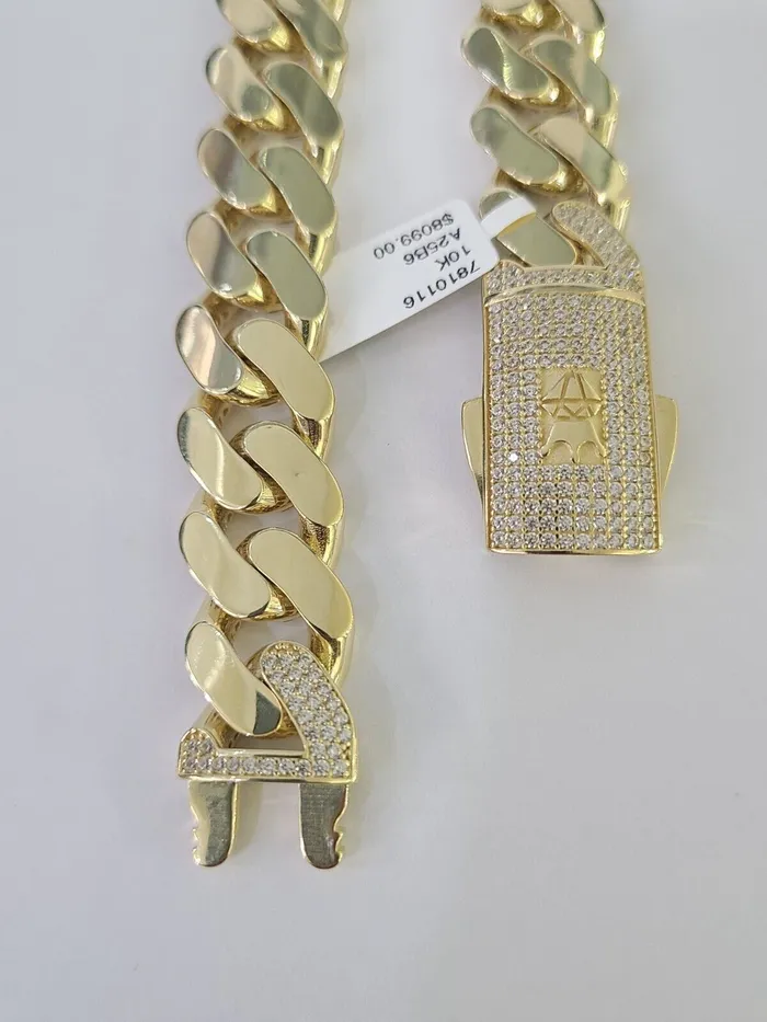 Gold and Diamond Bracelets Real 10K Royal Monaco Bracelet Yellow Gold 95 Box Clasp 15mm Genuine