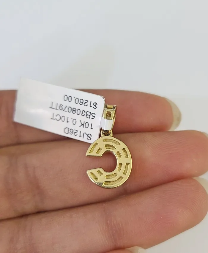 Gold and Diamond Necklaces 10K Franco Chain Diamond C Pendant Initial Necklace 1622 05mm Ladies Women