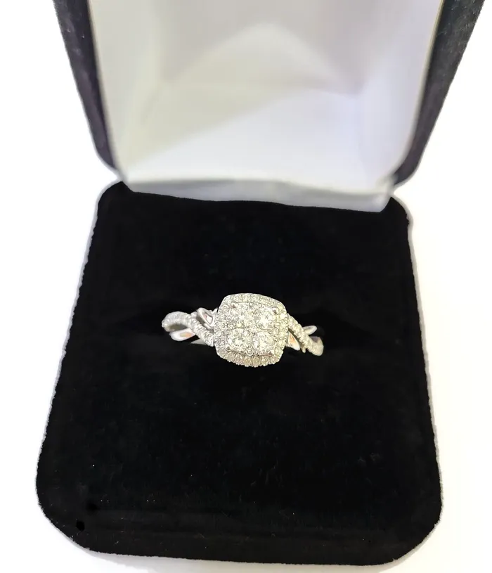 Gold and Diamond Rings REAL 10k White Gold Diamond Ring 075 CT Square Shaped Ladies Engagement Wedding Gold and Diamond Rings REAL 10k White Gold Diamond Ring 075 CT Square Shaped Ladies Engagement Wedding