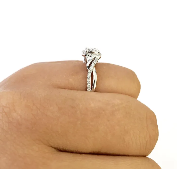 Gold and Diamond Rings REAL 10k White Gold Diamond Ring 075 CT Square Shaped Ladies Engagement Wedding